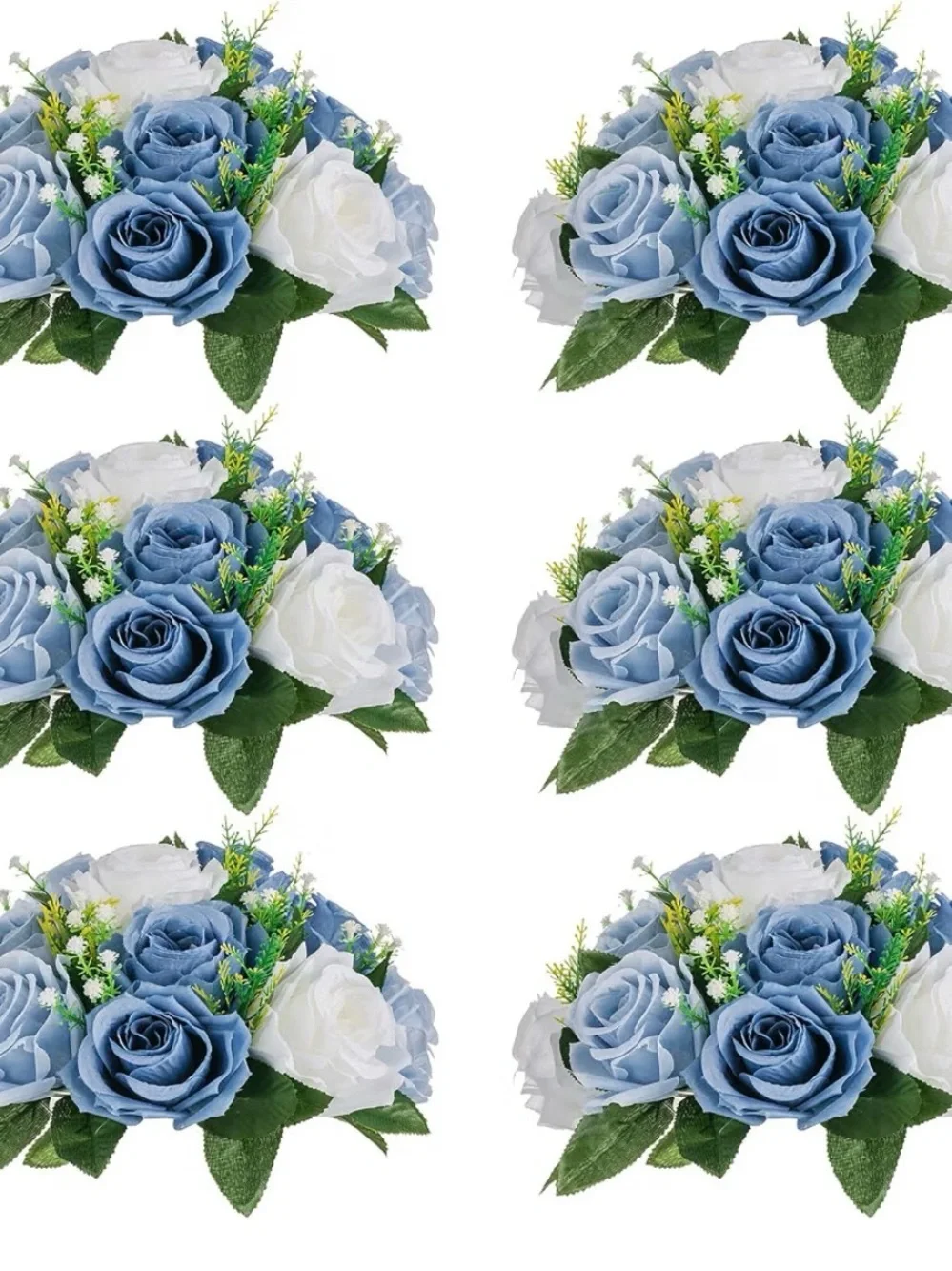 8 Blue and White Artificial Rose centerpieces toppers-wedding/baby shower decor